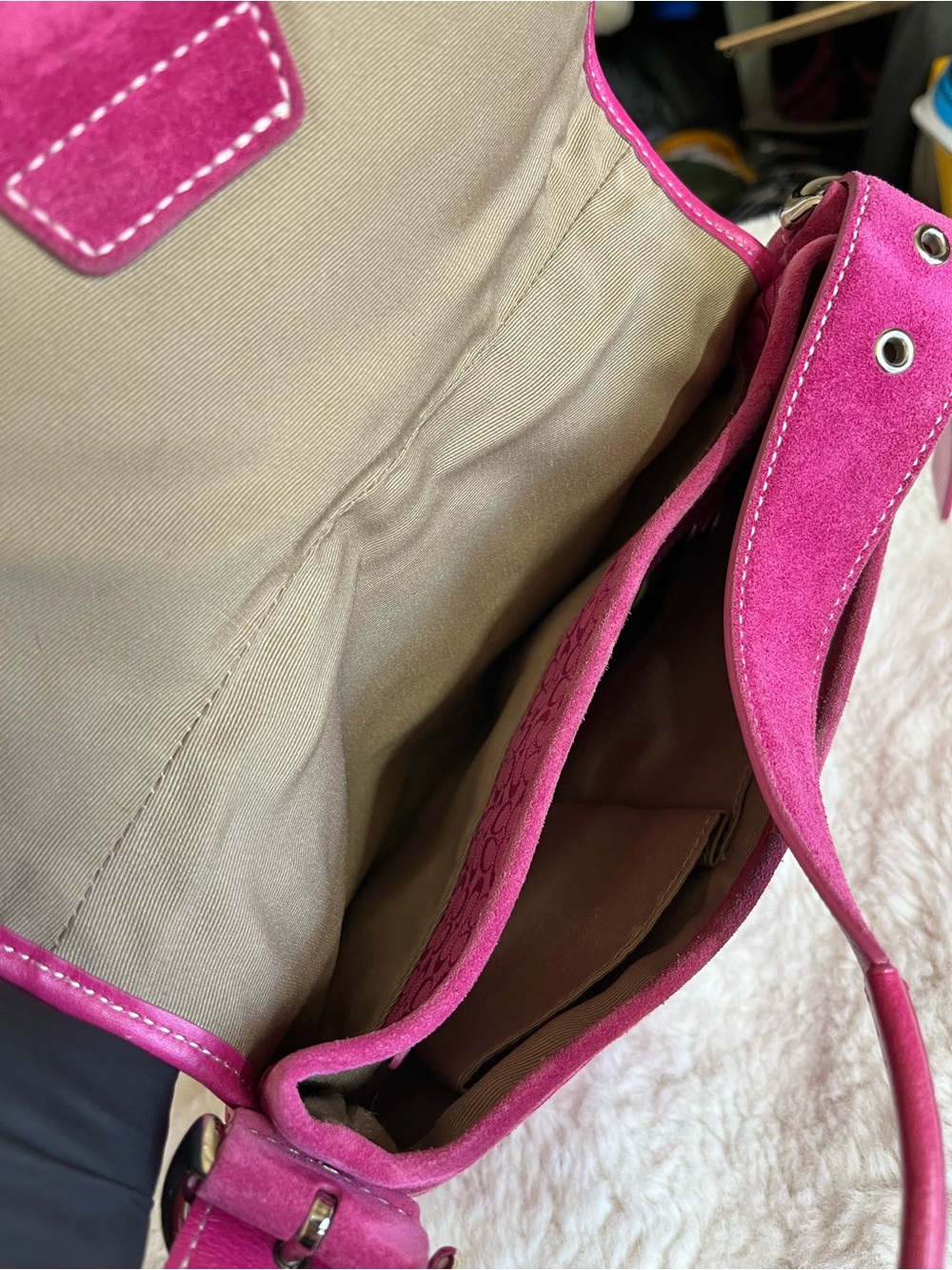 Coach 6818 SMALL Vintage Pink Soho Y2K Signature C Canvas & Suede Bag Rare - Picture 10 of 16